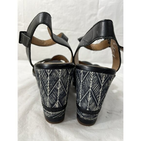 Clarks Zia Noble Ankle Strap Wedge Sandals Black Size 9 Medium - Picture 7 of 15